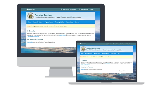devices showing Airport Surplus Auction