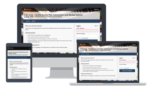 devices showing Facility Access Plan Submission and Review System