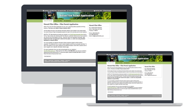 devices showing Film Permit Application for DLNR Open and Accessible Sites