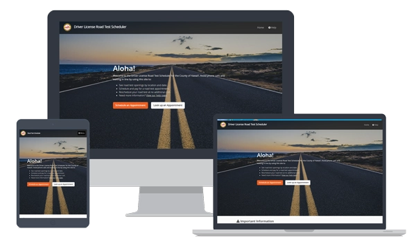 devices showing Driver License Road Test Scheduler: County of Hawaiʻi