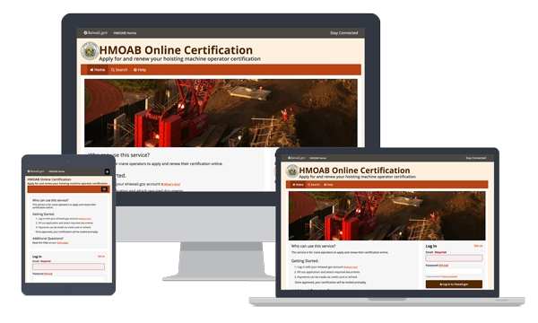 devices showing Hoisting Machine Operators Advisory Board Online Certification