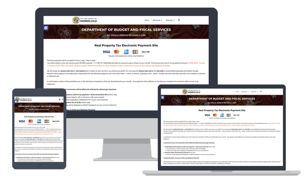 devices showing Property Tax Payments: City and County of Honolulu
