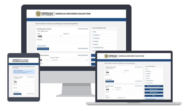 devices showing Legislative Records Collection: City & County of Honolulu