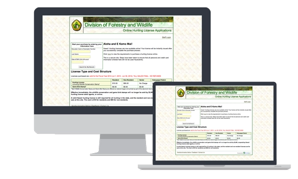 devices showing Hunting Licenses