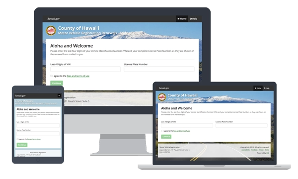 devices showing Motor Vehicle Renewals, County of Hawaiʻi