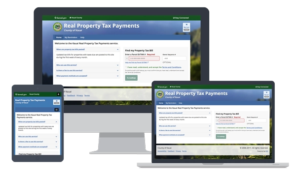 devices showing Property Tax Payments, County of Kauai