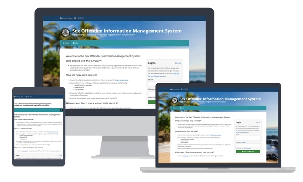 devices showing Sex Offender Information Management System