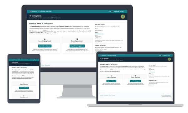 devices showing Transient Accommodations Tax Payments: County of Kauaʻi